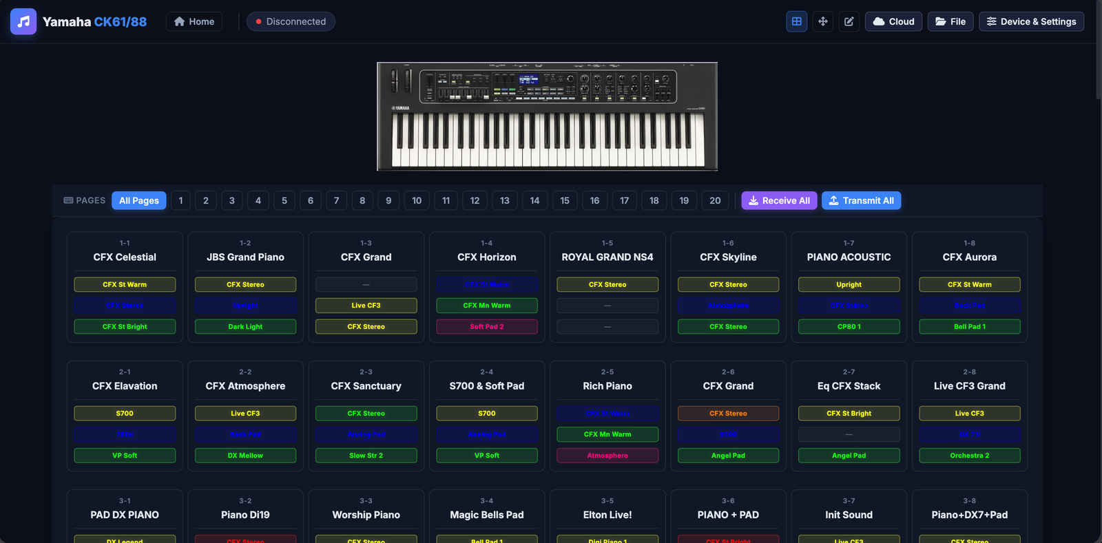 MIDI Connect Editor Dashboard 2